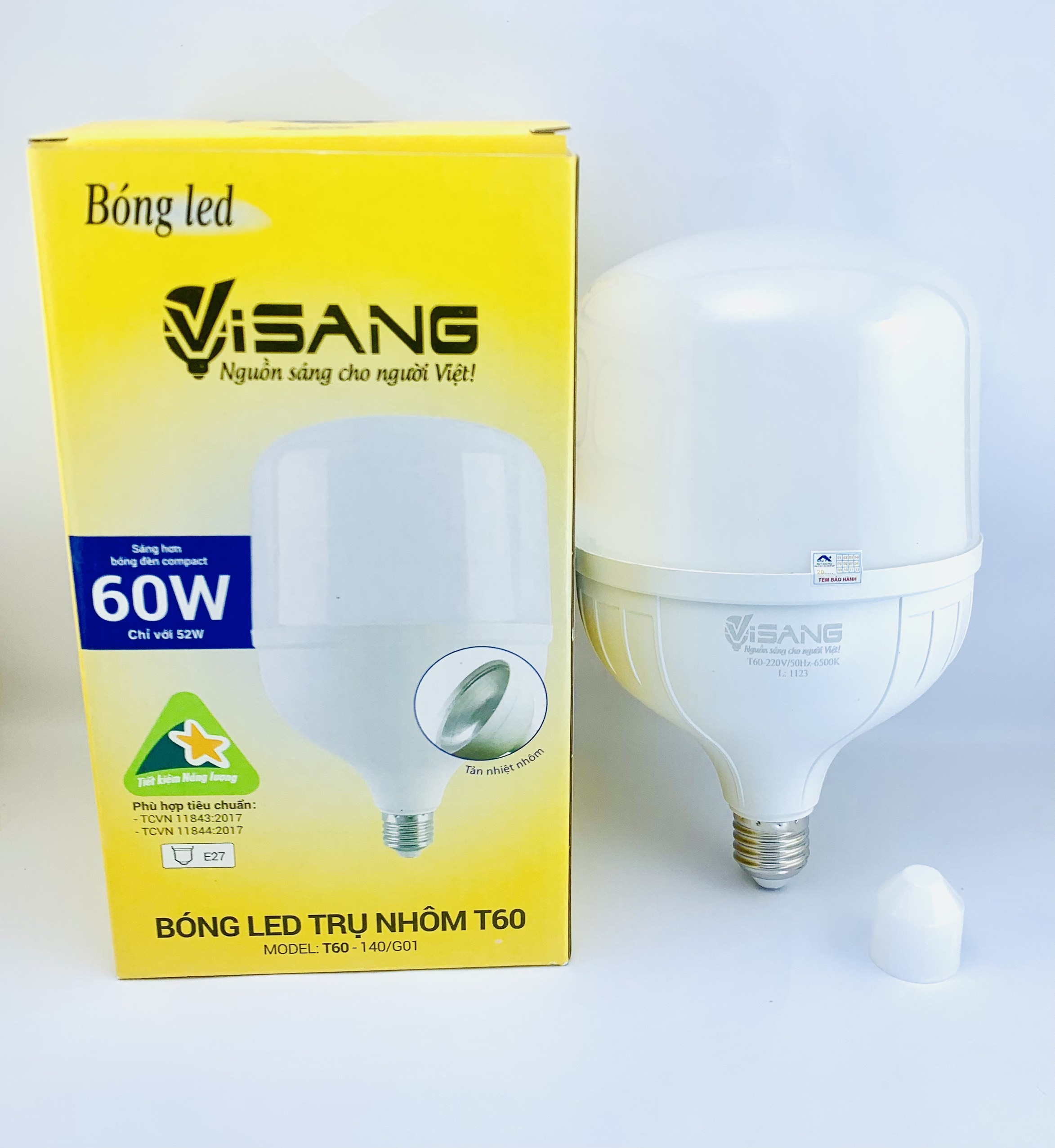 Bóng LED trụ nhôm ViSANG T60